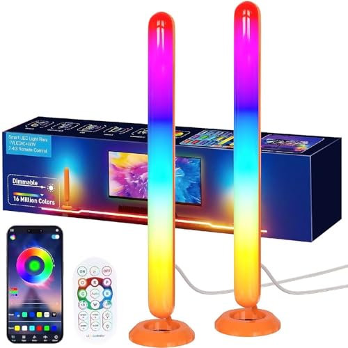 MOZC Smart Gaming - Juego de 2 luces LED RGB para TV, luz de fondo, multimodos y regulable, control por aplicación y sincronización con música, lámpara para videojuegos, para TV, películas, PC