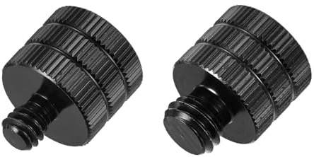 sourcing map Mikrofonständer-Adapter-Set, 6,35 mm Stecker auf 3/8-Zoll-Buchse, 6,35 mm Stecker auf 3/8-Zoll-Buchse, Aluminiumlegierung, Mikrofon-Schraubadapter für Mikrofonstativ, schwarz, 2 Stück
