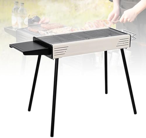 Grigliata Per Il Campeggio Con Scaffale Di Archiviazione Di Spezie, Grill Per La Cottura in Piedi All'aperto Per Cuocere in Forno, Friggere E Preparare Guazzetti, Grill Per Barbecue Portatile ,White