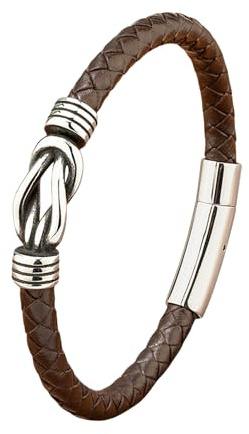 HUIANGLIYG Bracciale Cuoio Uomo,Bracciale da Uomo in Vera Pelle intrecciata con Nodo infinito, Polsino intrecciato, Semplice Braccialetto di Corda Fatto A Mano, Gioiello Portafortuna Vintage, Regalo