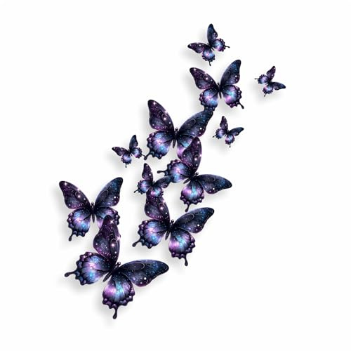 Midnight Violet Butterfly Vinyl Decal Stickers, Cover Marks, Wall Art Decor | Opaque Finish, No White Edges, Waterproof, Vibrant Cosmic Design for Home Styling, Tiles, Laptops, Cup, Phone, Toilet & More