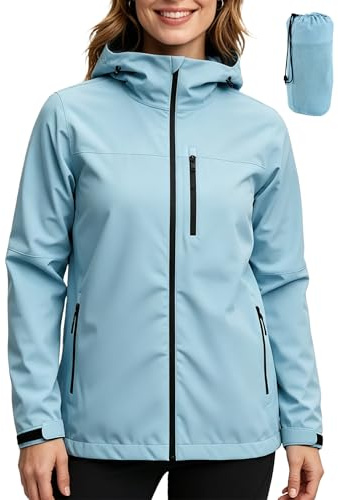 ACCNUO Veste Imperméable Femme Coupe Vent Femme Impermeable Veste de pluie avec capuche pour le cyclisme camping alpinisme, la randonnée et l'escalade