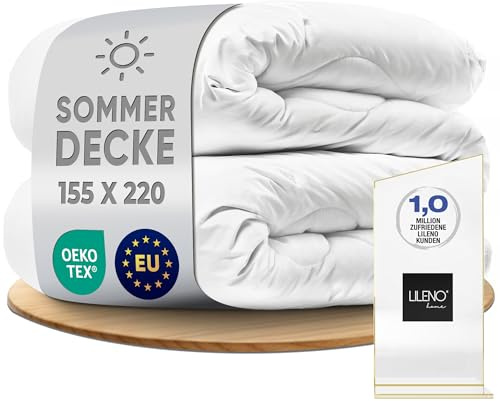 LILENO HOME Sommer Bettdecke 155x220 (1er Set) | 95°C waschbar, Sanitized & | Oeko-Tex Decke 155x220 | Allergikerfreundlich, Geräuscharm & Wolkenweich | Mikrofaser Blanket Made in Europe