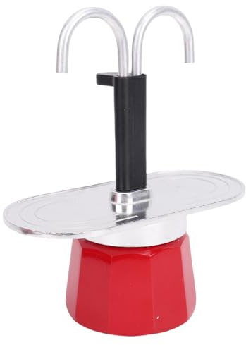 Haofy Pot Italien 2 Tasse de Cafetière Stovetop, Alliage D'aluminium Rouge 100 Ml avec Double Soupape pour une Cuisine pour la Cuisine de la Cuisine