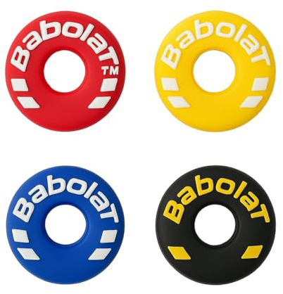 Vayfoni 4PCS Tennis Racket Dampeners - Silicone Tire-Shaped Vibration Absorbers - Shock Dampener for Tennis Training and Match Use - Red Yellow Blue Black