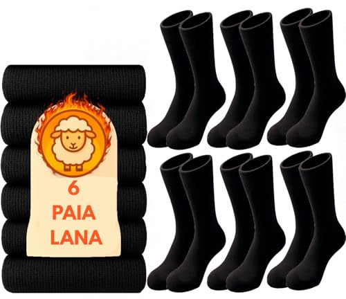 PS PROUTHS 6 Paia Calze Termiche Uomo e Donna – Invernali in Cotone o Lana – per Freddo Estremo con Interno Felpato – Calze Inverno Morbide (IT, Numero, 35, 40, Regular, Regular, LANA)