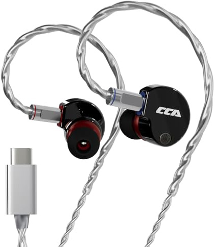 CCA Phoenix - Cuffie in-ear monitor – Driver dinamico a doppio magnete IEM con suono chiaro HiFi e bassi profondi, auricolari professionali da gioco interamente in metallo per musicisti, cantanti e