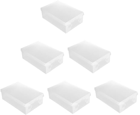 Contenedor de Zapatos Transparente Pp 6 Piezas Blanco, 33x20x12 Cm | Apilable, Almacenamiento Cerrado para Oficina y Hogar, Organizador contra Polvo