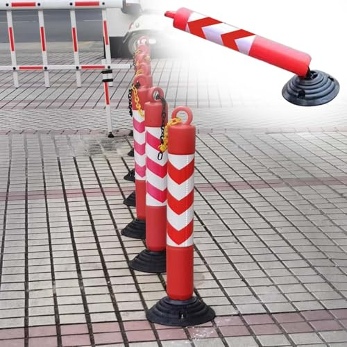 Blazea Pilona Bolardo Poste Bolardo de Seguridad Flexible Rojo, Conos de Plástico para Demarcación de Tráfico en Estacionamientos, Barrera de Estacionamiento con Resortes(H 80cm (31 1/2))