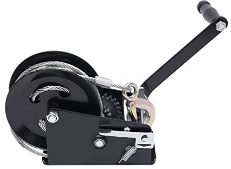 Angle de fil 3500 lb + câble métallique de 10 m - Treuil manuel - Avec câble en acier - Treuil professionnel - Noir - Avec câble métallique