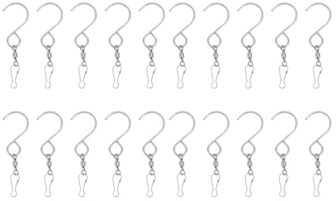 QANYEGN Wind Spinner Swivel Hooks, Wind Spinner S Hook Clips, Stainless Steel 360 Degree Rotating Windsock Clips for Hanging Wind Chimes, Plants (Sliver)