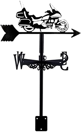SYFOAR Motorrad-Wetterfahne mit Dachmontage, Wetterfahne aus Edelstahl, Windrichtungsanzeiger, Metallhalterung für den Außenbereich, Wetterhahn, Garten- und Hofdekoration