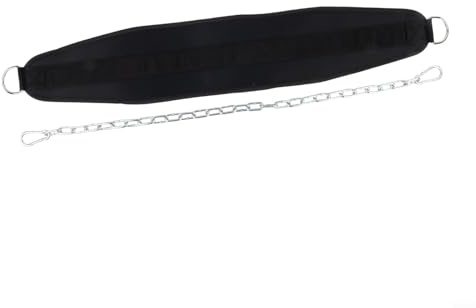Hosrivae Ceinture de levage pour tractions lestées et dips - Chaîne en acier réglable (3 mm/5 mm) avec sangle de taille en nylon EVA, 90 cm, 480 g - Unisexe Powerlifting (chaîne de 5 mm)
