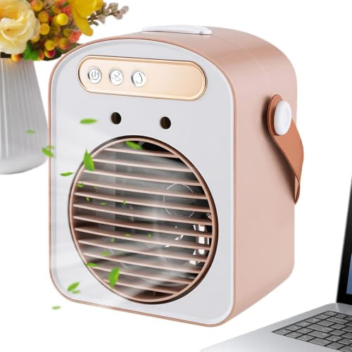 Enfriador de aire – 3 velocidades de refrigeración evaporativa de aire acondicionado | Tanque de agua de 500 ml Ventilador de refrigeración de CA | Oficina en casa, al aire libre, coche, dormitorio