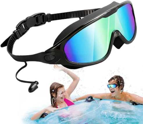 Vuxensimglasögon | Ergonomiska Antidimmiga 180 Graders Vy-tillbehör med Justerbar Huvudrem | Herrsimglasögon | för Dykning, Pool, Vatten, Undervatten, Snorkling och Scuba