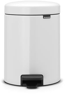 Brabantia Cubo de basura de pedal para baño, 5L, color blanco