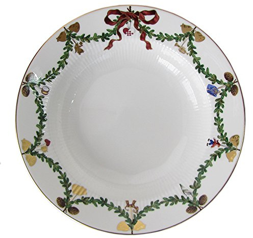 Royal Copenhagen 1017454 Star Fluted/XMAS - Piatto fondo in porcellana, 24 cm, multicolore