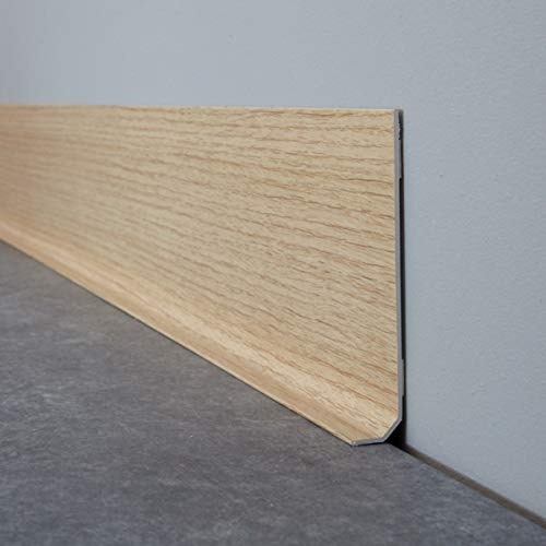 99 Déco - 10 Plinthes Murales PVC Adhésives Effet Bois Chêne Clair 100 x 8 cm - 1 Mètre Chacune (10 Mètres au Total) - Pose Facile sans Colle ni Perçage - Résistantes à l'Humidité - Made in France