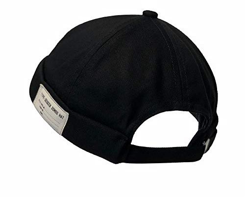 CLAPE Docker Cap Herren Damen Docker Baumwolle Mütze Seemannsmütze Kappe Ohne Schirm Verstellbarer Beanie Kopfbedeckung Brimless Hat Schwarz Black GD21