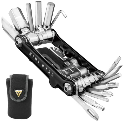 Topeak Mini PT30 Multi-Tool – 30-Function Pro-Quality Bike Repair Tool with Tubeless Tire Repair, Chain Tool, Hex/Torx Wrenches, Screwdrivers & Neoprene Case – Compact Chrome Vanadium Design