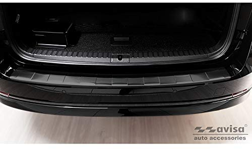 Avisa Schwarz Edelstahl Heckstoßstangenschutz kompatibel mit Skoda Octavia IV Kombi 2020-2024 & FL 2024- (inkl. RS, exkl. Scout) 'Ribs'