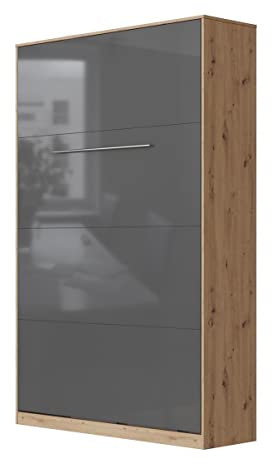 SMARTBett Schrankbett Standard 90x200 120x200 140x200 160x200 Bettschrank Wandbett Wildeiche/Anthrazit Hochglanz 120 Vertikal