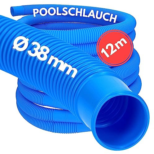 12 Meter Kalitec Poolschlauch 38mm, blau I Schwimmbadschlauch 38 mm I Schlauch Pool I Schlauch für Poolpumpe I flexibler Pumpenschlauch I Formstabil und Trittfest