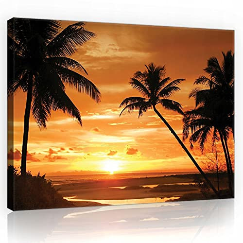 WallArena- Leinwand Bilder - Sonnenuntergang - 80x60 cm Leinwandbilder - Bild auf leinwand - Wandbild XXL groß Wandbilder für Wohnzimmer Schlafzimmer Wohnzimmerbilder Modern kunstdruck - Natur