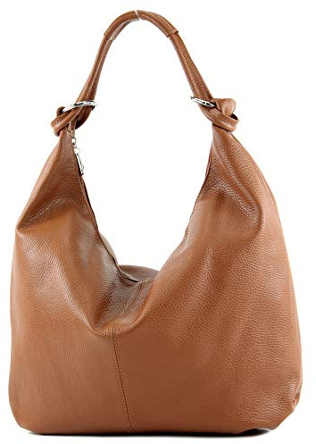 modamoda de 337 Damen Leder Schultertasche, 45x34x3 cm, Shopper Hobo Bag Groß, handmade in Italy