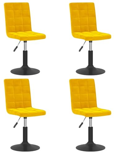 vidaXL Esszimmerstühle 4 STK. Drehbar Senfgelb Samt
