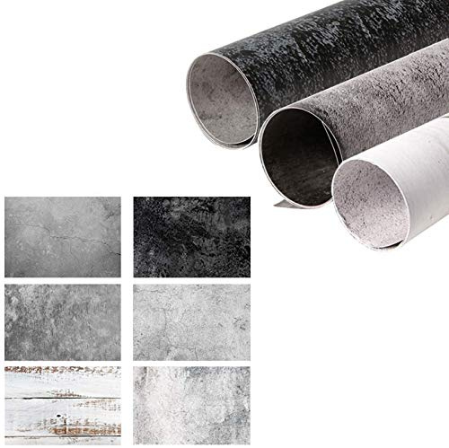 Selens 3 Stück 2in1 Hintergrund Fotografie Food Backdrop 56x88 cm Flat Lay | Tischplatte Doppelseitiger Hintergründe Weiß Holzmaserung Betonzementwand Zement Textur, für Gourmet Kosmetik Produkt Foto