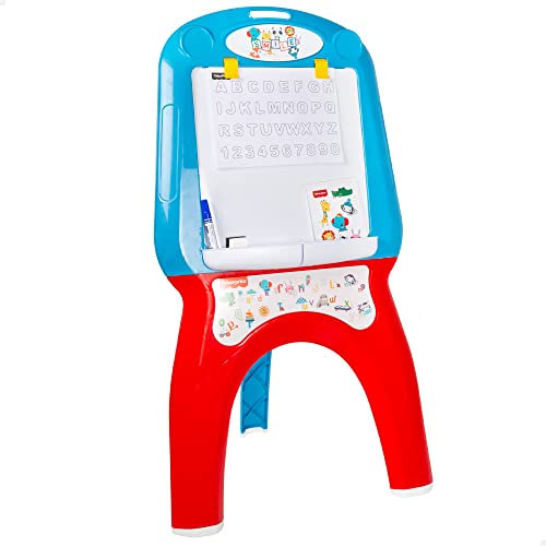 COLORBABY Fisher-Price 77424 Kindertafel mit Staffelei, inkl. Marker, 10 Blatt und Aufkleber, Kindertafel, Whiteboard, Kinderspielzeug, Lernspielzeug, Geschenke für Kinder