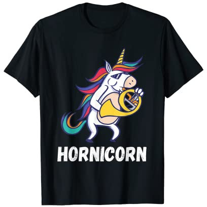 Französisches Horn Einhorn Messing Instrument French Horn Spieler T-Shirt