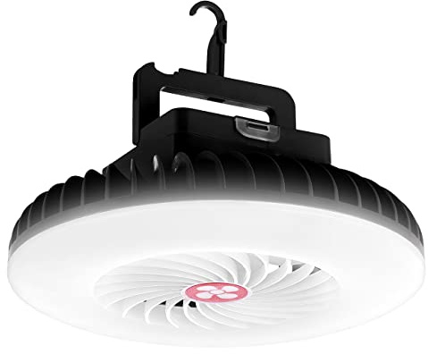 Semptec Urban Survival Technology Camping Ventilator: 3in1-Akku-LED-Licht & Ventilator mit USB-Powerbank, Ø 16,6 cm, 300 lm (Camping mit Licht, Zelt, Kühl)