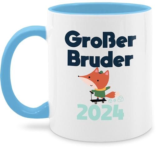 Tasse Tassen 325ml - Großer Bruder 2025 Fuchs - 325 ml - Hellblau - tasse+großer+bruder big brother bro kaffeetasse geschenk fuer den grossen große brüder für kindertasse bruder großen