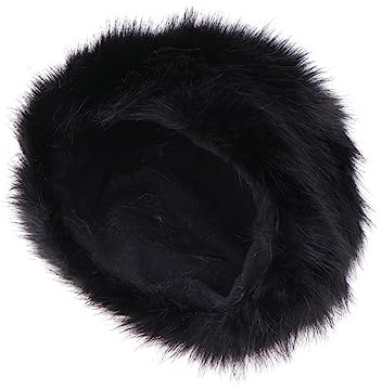minkissy Kunstpelzmützen Warme Mütze für Damen Plüschpelzmütze Warme Mütze Pelzmütze für Damen Schwarz