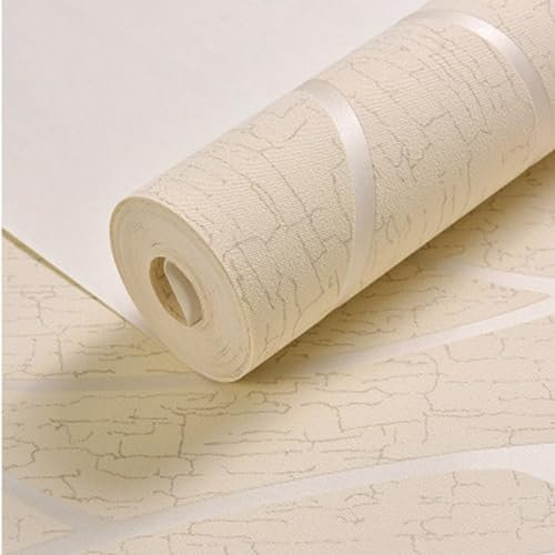 Zoomlie Einfache Kurve Streifen Tapete Vliestapete 3D Stereo nicht selbstklebende Wandabdeckung TV Hintergrund Schlafzimmer Wohnzimmer (0,53 x 10 m, Beige)