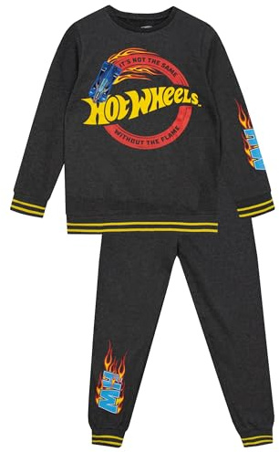 Hot Wheels Ensemble Sweatshirt et Joggers Ensemble sweat-shirt et pantalon de jogging pour garçons | Vêtements Enfants Garçon | Âges 3 à 13 ans | Gris 7-8 Ans