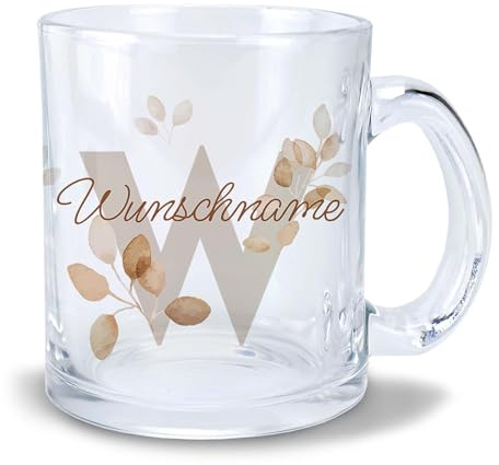 Kiwistar Tasse transparent Glas - Name Pflanzen - individuell personalisiert mit Wunschtext bedruckt - Texttasse selbst gestalten - Tassen selber personalisieren - Spruch - Geschenk - Motivtasse