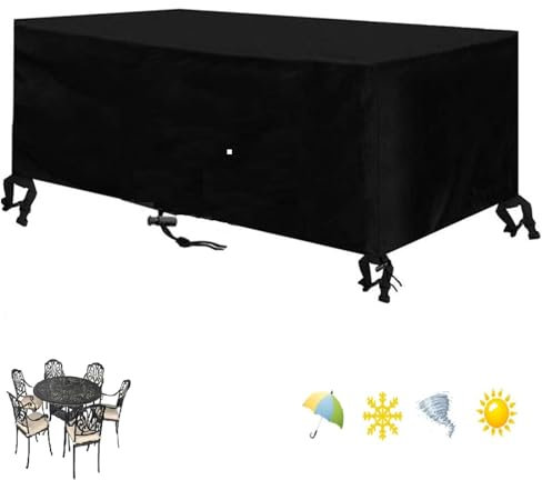 Abdeckung Für Gartenmöbel-Balkonmöbel Abdeckung 350x250x100cm Terrassenmöbel Abdeckung- Gartentisch Abdeckung Wetterfest Rattan Gartenmöbel Schwarz Wasserdicht Abdeckung Wasserdicht Winddicht