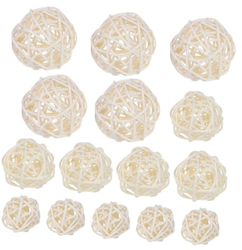 Zerodeko 60stücke Teiliges Rattan Kugeln Dekorative Wicker Bälle Für Hochzeiten Weihnachten Und Partys Weiß Für Vasenfüllung Und -Dekoration