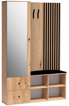 KIER FURNITURE Cali - Kleiderbügel, Schuhschrank, Garderobe, Garderobenständer, Sideboard, Spiegel Groß, Garderobenschrank, Flurgarderobe, Kleiderschrank mit Spiegel, Garderobenpaneel, Wandgarderobe
