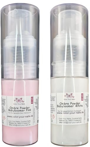 Ombre Spray SET: je 8g Ombre Puder Intense Pink & Hochweiss in spezieller Sprühflasche Babyboomer Fingernägel