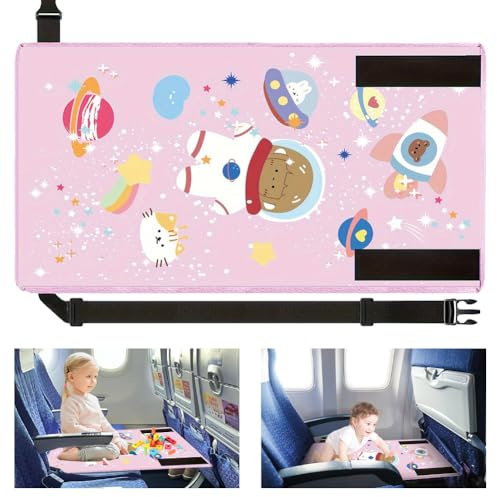Faltbare Kinder-Fußstütze für Flugzeug, Sitzverlängerung, Rosa, 77x44cm