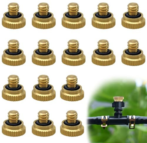 DanziX - Tapones de boquillas de latón para nebulización, rosca de tornillo 3/16 para sistema de refrigeración al aire libre, 16 unidades