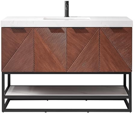 Miseno MV-NM-MAHO48B-GWT Mahon 48 Free Standing Single Basin Vanity Set with Cabinet and Composite Stone Vanity Top - North American Deep Walnut