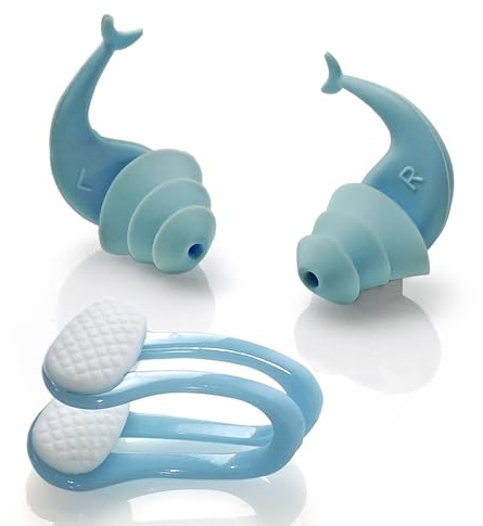 Swim TIme Log Tapones de silicona para nadar, fundas para los oídos para adultos, la mejor protección auditiva impermeable, accesorios para piscina, mantiene el agua fuera de los oídos, tapones para