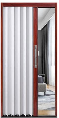 Schiebetür Falttür falttüren innentüren Abschließbare weiße Falttüren – mit braunem Rahmen, 203 cm hohe Aluminium-Faltschiebetüren für den Innenbereich für Schlafzimmer, Heimbüro, inklusive Montagezub