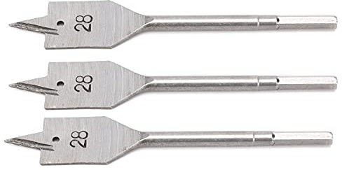 3Pcs Flat Wood Drill Bit Set, High Carbon Steel Woodworking Hole Drilling Tools 28mm for Accuracy and Durability, with Cutting Thorn Design