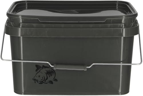 DNA Leisure Green Square Bait Buckets - 5L & 10L, Metal Handle, Airtight, Multipurpose